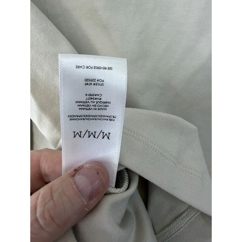 CAbi Creamy Light Taupe Long‎ Sleeved Faux Wrap Pullover Size M